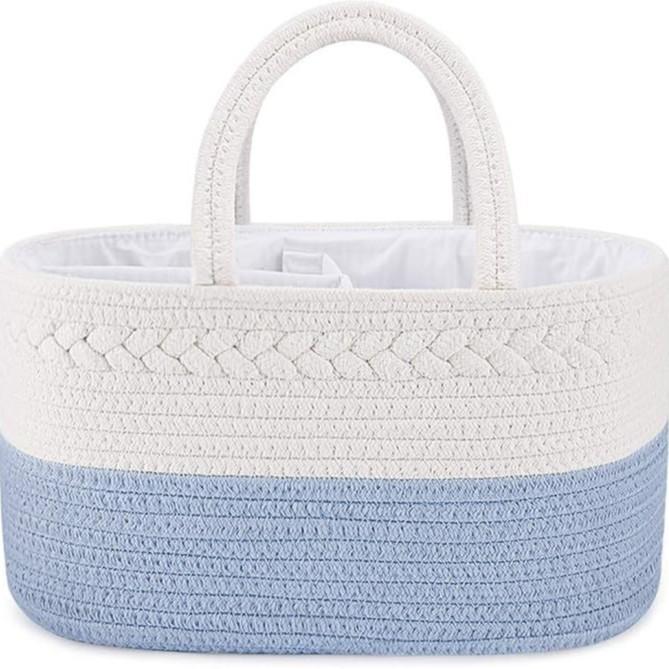 Baby Diaper Storage Basket With Removable Dividers And Cotton Rope For Nursery Organization