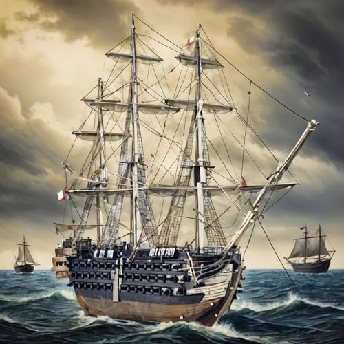 Piececool 3D Puzzle, Metal, Victory, Royal Navy's 104-Gun First-Class Ship of the Line, 3D Puzzle, Assembly Required, No Glue Required, 4-Star Difficu