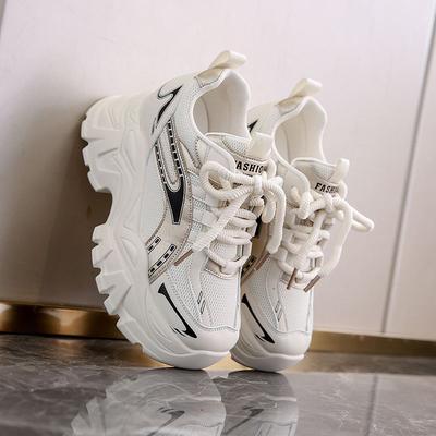 Autumn Women's Shoes New Mesh Heightening Sports Shoes Small Popular Thick-soled Dad Shoes