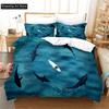 3D Blue Ocean Sharks Bedding Set Cute Quilt Cover Bed Cover With Pillowcase Twin Single Queen King Size Boys Adult Home Textile