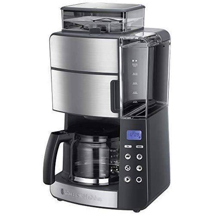 Russell Hobbs Machine À Café, Cafetière Filtre Semi Automatique 1000W, Moulin À Grains Intégré, Programmable - 25610-56 Grind and