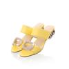 Woman Rhinestone Crystal Shoes Low Heel Sandals New Arrivals Brand Ladies High Heel Slippers Summer Slip -On Orange Yellow