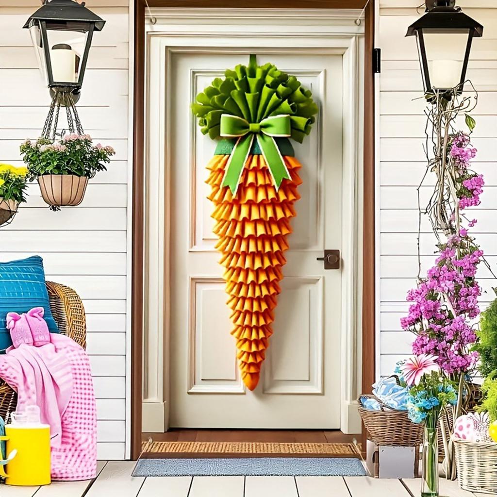 Easter Themed Door Flag With Easter Bunny And Carrot Pattern Holiday Decoration Suitable For Holiday Garden Entrance
