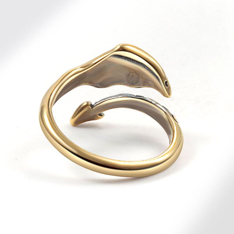Vintage Gold Drachenflügel und Schwanz Ring für Damen Modischer Schwerer Handwerkskunst Exquisiter Leichter Luxus Vielseitiger High-End Fingerring