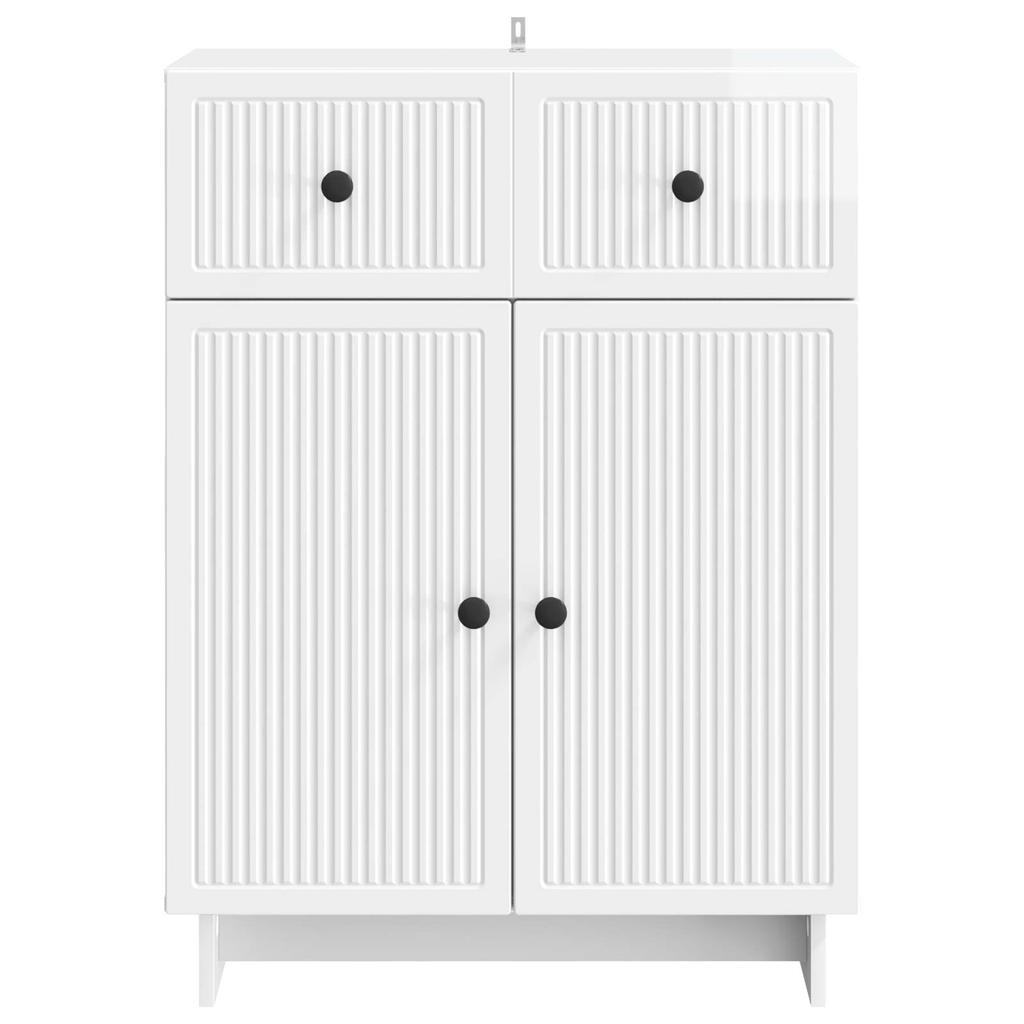 Sideboard High Gloss White 66 x 34.5 x 90 cm Particleboard