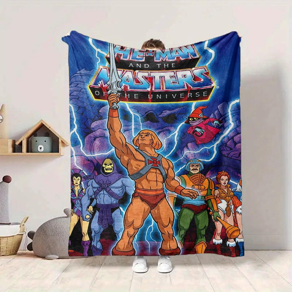 1Pc Heman Masters Universe Adventure Flannel Blanket, Soft And Comfortable, Casual Warm, Camping Travel, Christmas, Halloween Xmas Gift L1357