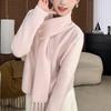 Retro Red Christmas Sweater with Detachable Scarf - Women's Winter Knit Top