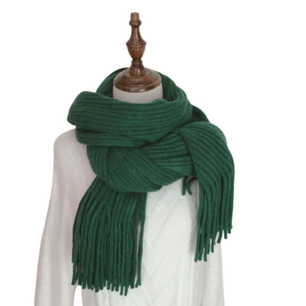 Warm Winter Cashmere Scarf Long Tassel Knitted Scarf Fashion Solid Color Scarves  Women