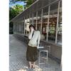 Fashionable Street Casual Shell Button Off-shoulder Long-sleeve High-stretch T-shirt
