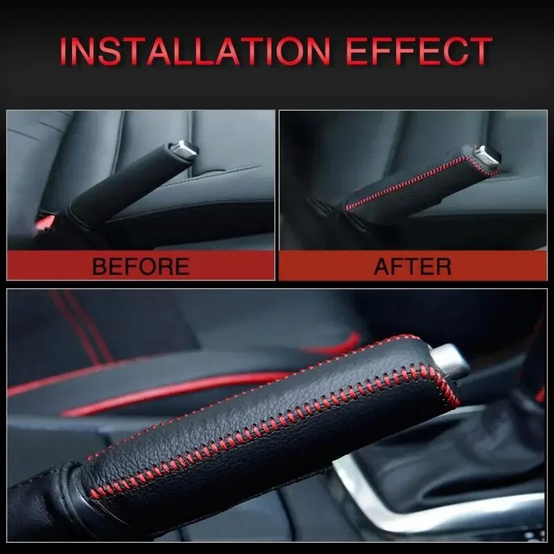 Cubierta de Cuero para Palanca de Cambios y Freno de Mano de Coche para SEAT Altea Toledo MK1 MK2 Ibiza Cupra Leon Cupra para Skoda Fabia Rapid