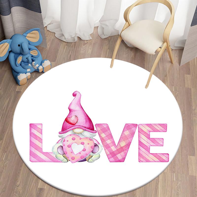 Valentine's Day Kawaii Printed Circular Carpet Home Living Room Bedroom Carpet Floor Decoration Anti Slip Floor Mat