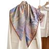 Light luxury high-end leopard print 91 square scarf silk scarf women's spring and autumn double-sided velvet neck protection cotton and linen mother