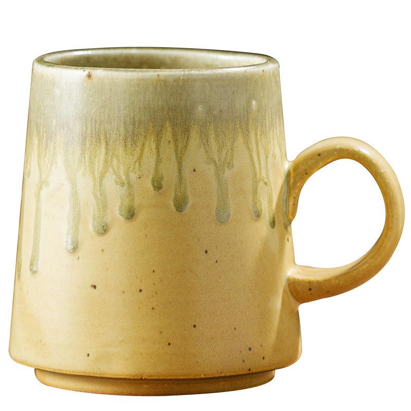 Retro Ceramic Coffee Mug - Large Capacity Coarse Pottery Water and Beer Cup, Light Luxury Design for Home or Office Use