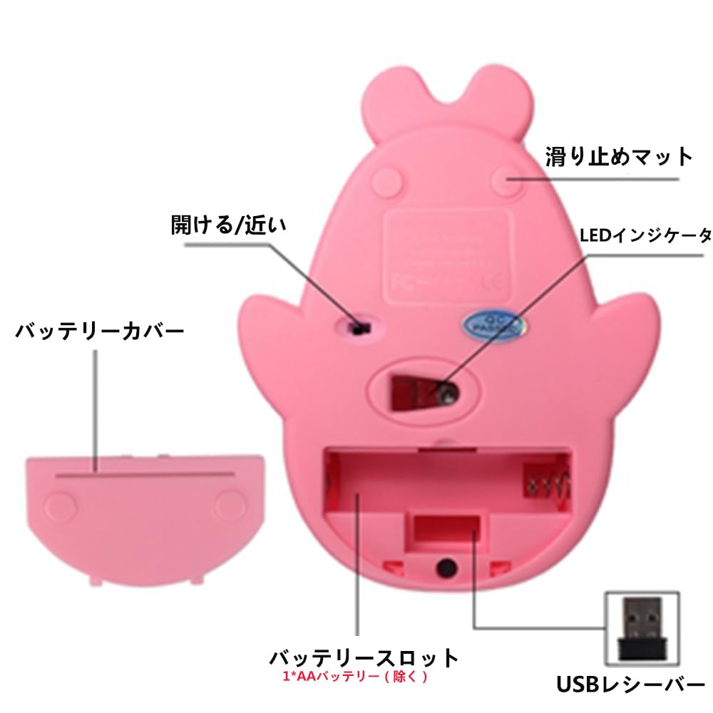 Fmlyhom Wireless Mouse, 2.4Ghz, Cute Animal Dolphin Mouse Style, Optical, Lightweight, Wireless, USB, Compact, Quiet, Kids Mouse, Compatible with