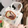 Floral Decoration Ceramic Coffee Mug Handmade Breakfast Cup Drinkware Cafe Cup  Home Office Use