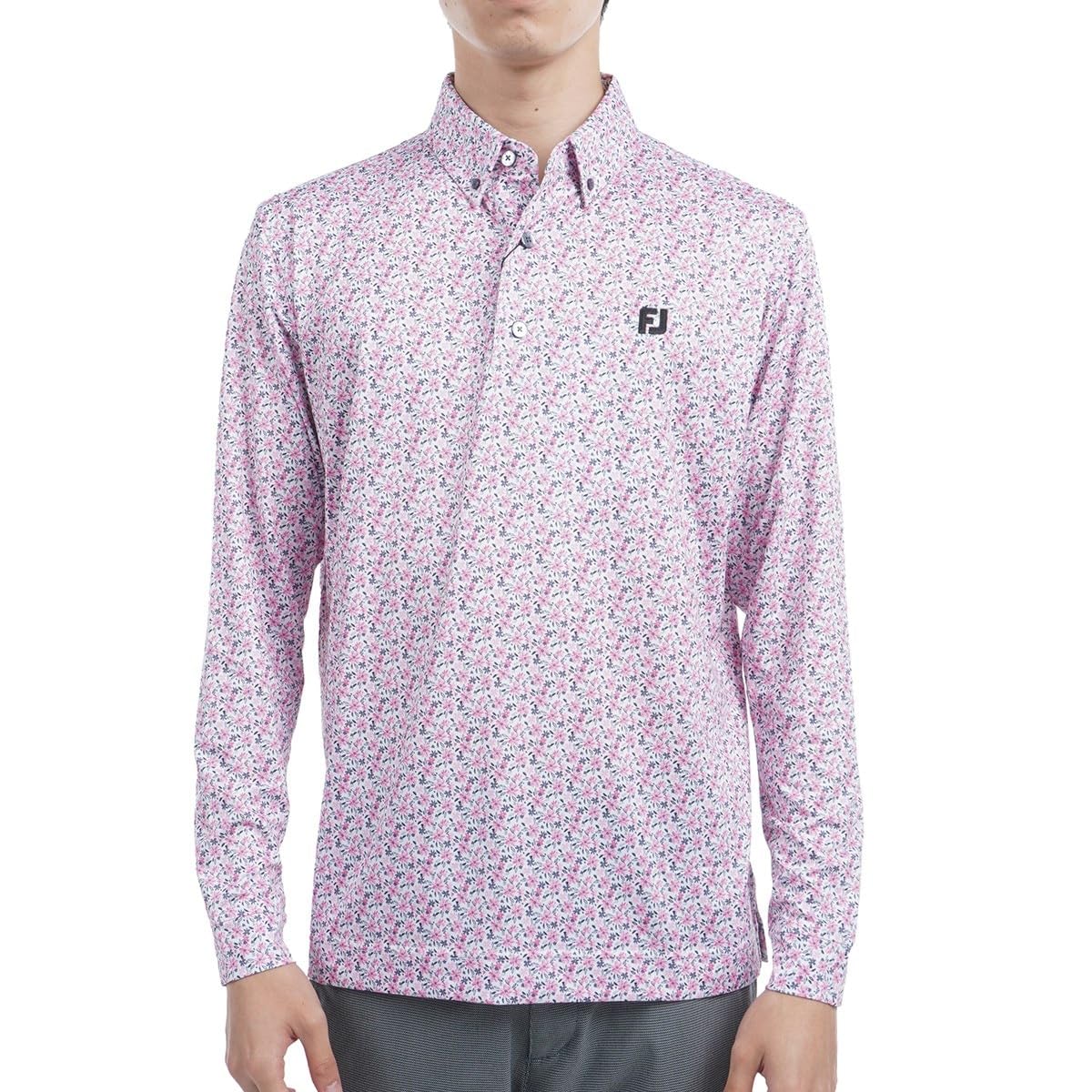 

FootJoy Floral Print Long Sleeve Button-Down Shirt, Pink, Men s, Size M, FJ-F24-S10, 32073-M