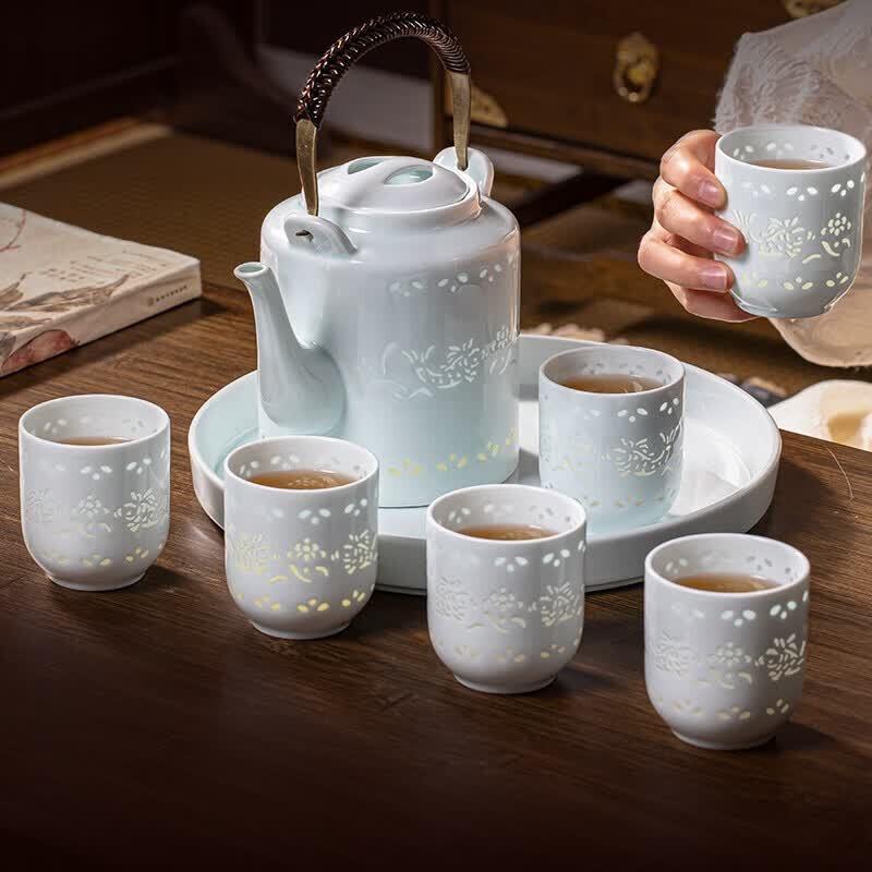Ao Wei Jingdezhen Style Stainless Steel Tea Steamer Set
