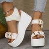 2025Women's Wedge Sandals Retro Belt Buckle Casual Platform Sandals for Women Thick Bottom High Heels Sandals Sandalias De Mujer