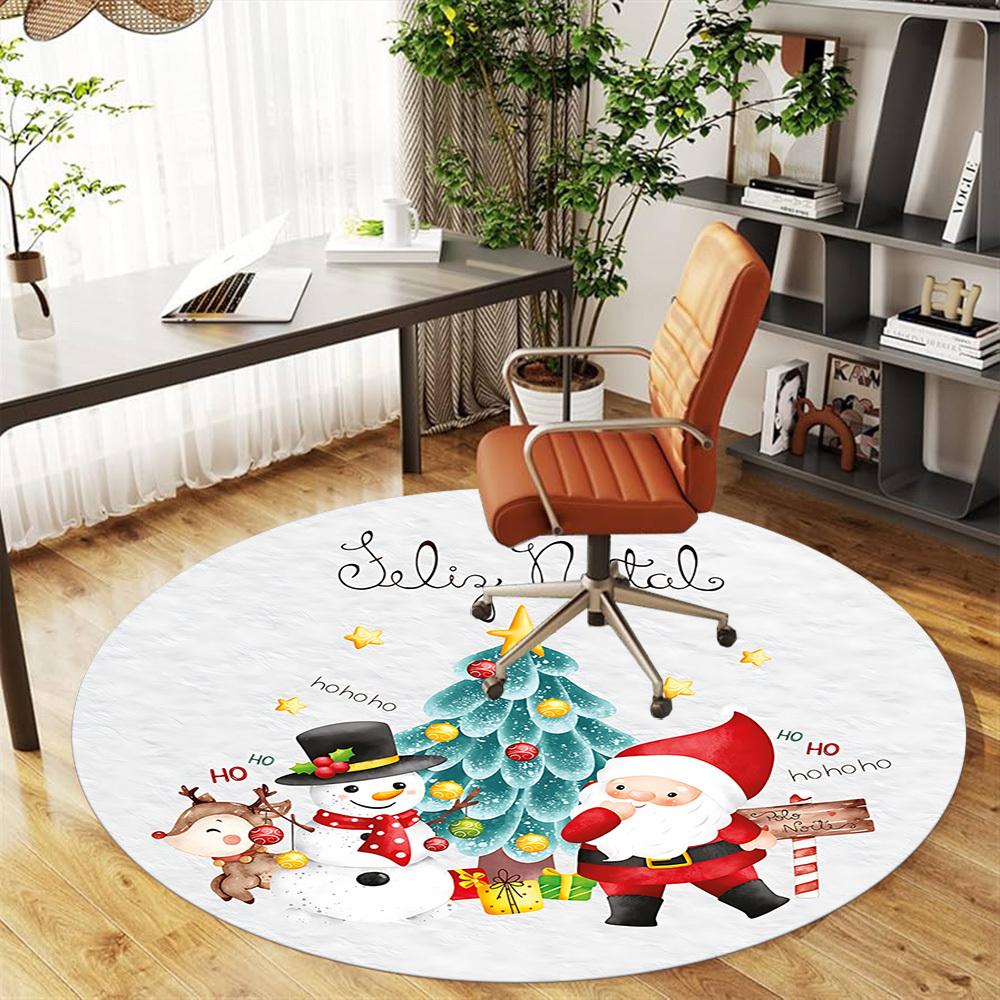 1pc Christmas Santa Claus Round Chair mat Area Rug - Non-Slip, Floor Mat for Office, Bedroom, and Indoor Decor c1125227