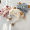Urocza czapka beanie z owieczką, gruba, z ciepłej wełny jagnięcej, z nausznikami, dla chłopca, dla dziewczynki, na zewnątrz, wiatroodporna, pluszowa, puszysta, ciepła czapka