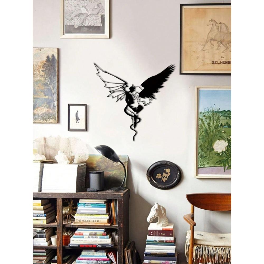 1pc Gothic Demon Angel Metal Wall Art Gothic Home Decor Iron Craft Ornament For Room Personalized Gift