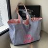 Lässige Damen-Umhängetasche mit breiten Streifen   Modische Commuter-Tragetasche Hohe Kapazität Leinwand-Handtasche für Jugendliche bolso mujer