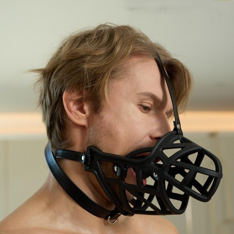 VaHppy Flirtovacie hračky pre páry Zátka do úst "Ústna guľa" Pokrývka hlavy Maska 2v1 PU Psie Prasačie ústa cosplay Psí otrok SM