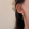 Ballet Sterling Silver Streamer Bow Earrings New Light Luxury High-end Stud Earrings Women
