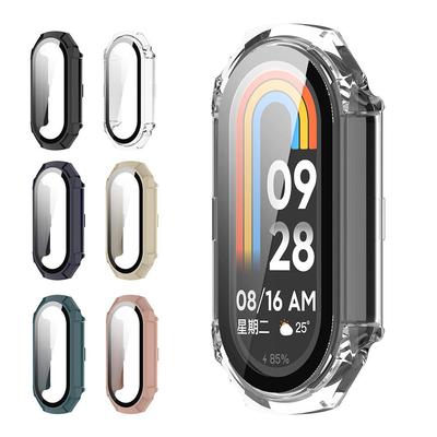 Screen Protector for Xiaomi Mi Band 8 PC+Tempered Glass Protective Case Shell Cover Bumper