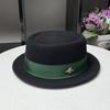Little Bee French Autumn and Winter Concave Top Flat Edge Woolen Top Hat Women's Small Edge British Casual Hat Felt Hat Travel