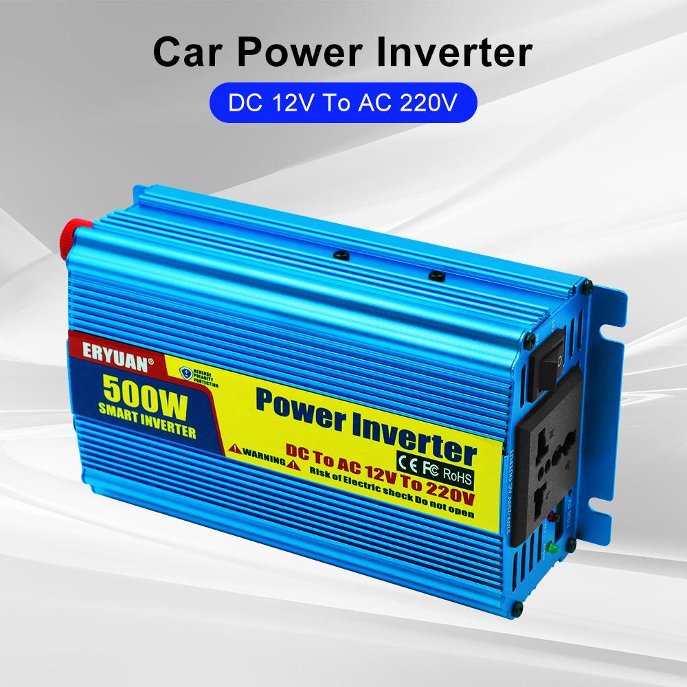 Car Power Inverter 500W Auto Power Supply Inverter Conversion USB Battery Clip DC 12V To AC 220V Battery Converter Cigarette lighter interface