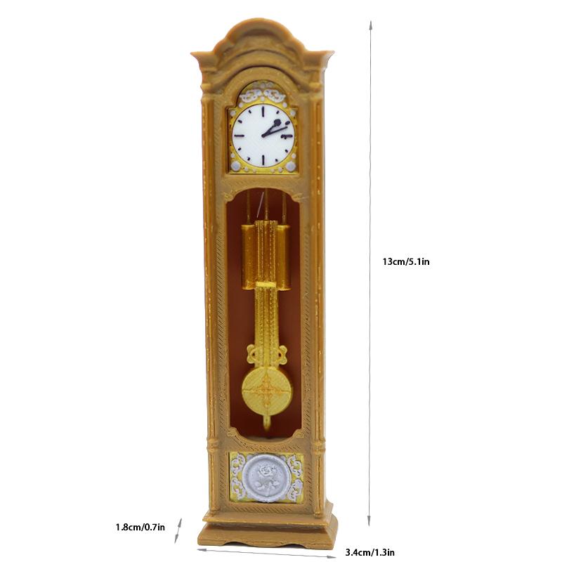 1/12 Dollhouse Retro Standing Clock Grandfather Clock Model Dollhouse Living Room Furniture Decoration Doll House Scene Ornament