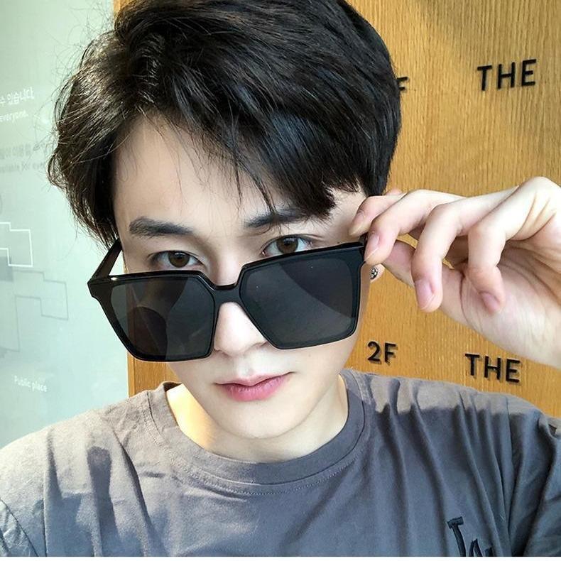 Men'S Big Face Fat Man Big Frame Sunglasses Square Frame Uv Protection Driver Driving Sunglasses Female Tide