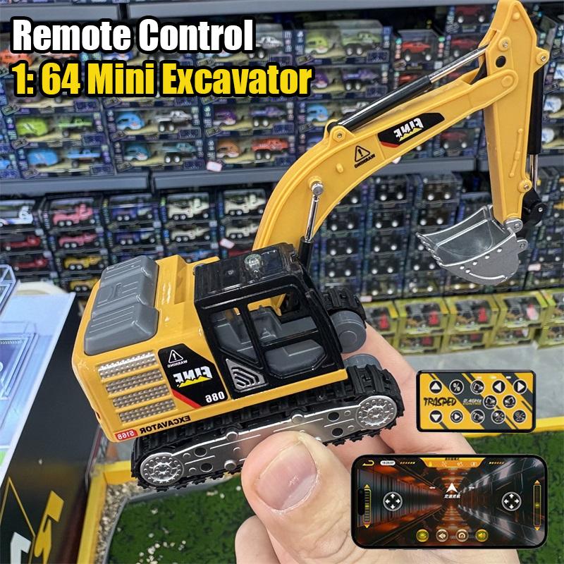 Non-Toxic Desktop Mini Rc Excavator 1/64 Rc Car Remote Control Truck Engineering Vehicle Toy Trucks Children Toys Children Kid Christmas Gifts