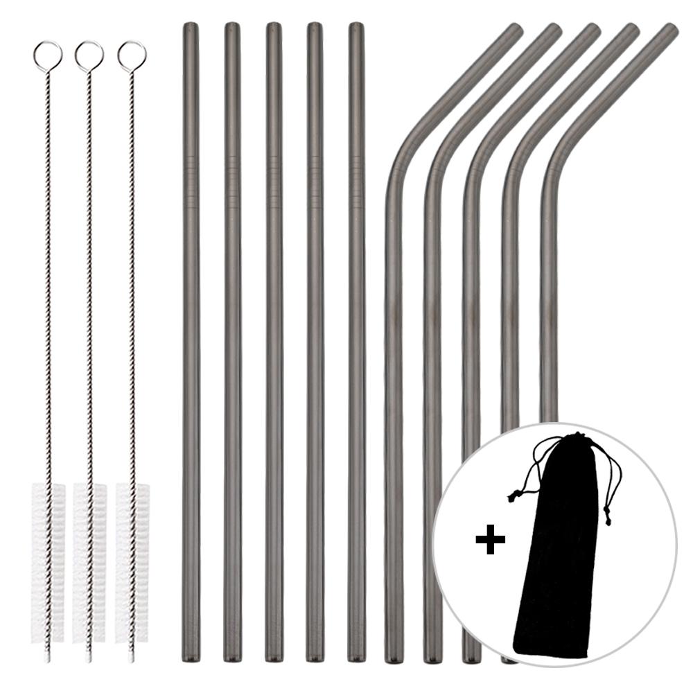 14Pcs Stainless Steel Straws 215*6 Mm Reusable Metal Drinking Straw with Cleaner Brush for Tumblers Party Bar Accessories