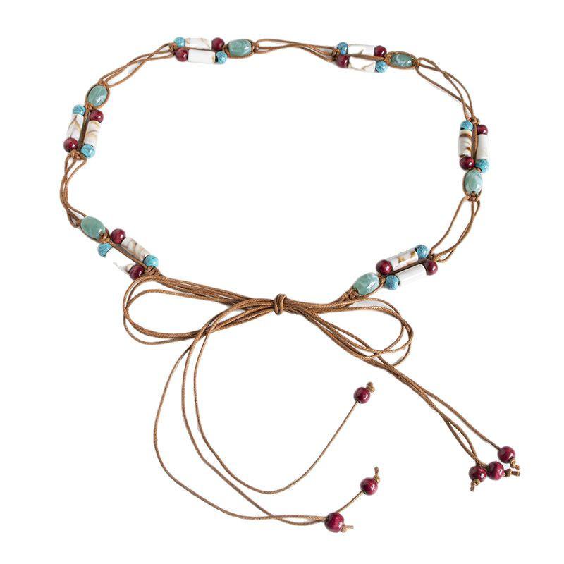 Bohemian Ethnic Style Waist Belt With Cotton Linen Material For Casual Vacation Wear Women