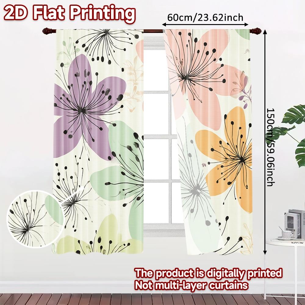 Flat Printing Curtains Without Rod Floral Spring Design Saint Patrick Is Day Holiday Versatile Fabric Curtain Set Of 2 Made Polyester Washable
