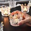 1/2Pcs Unique Crown Candle Holders Glass Candlestick Stand Glass Tea Light Holder  Home Decor