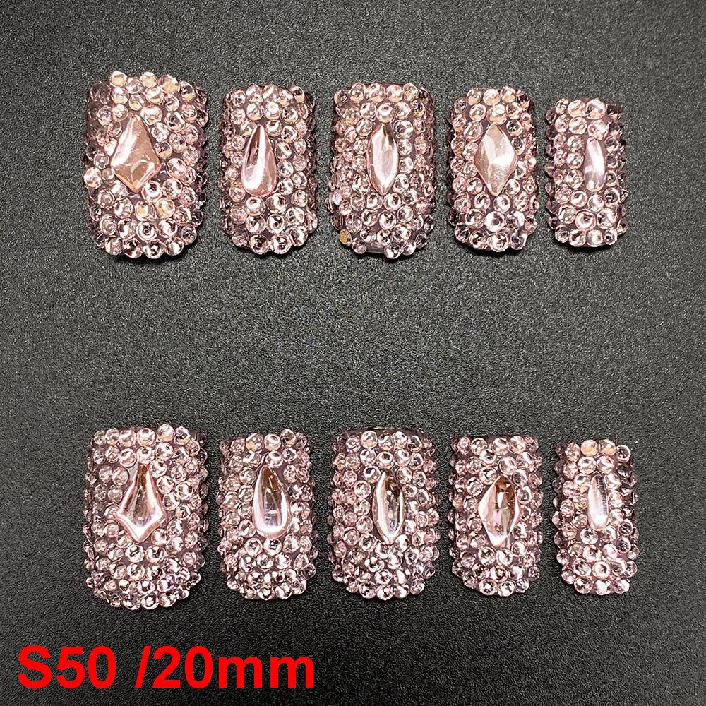 Glossy Hand Paint Thickness Acrylic Handmade Nail Sets 10PCS Multicolor Luxurious Gorgeous UV Gel Carved Artificial Manicure Art