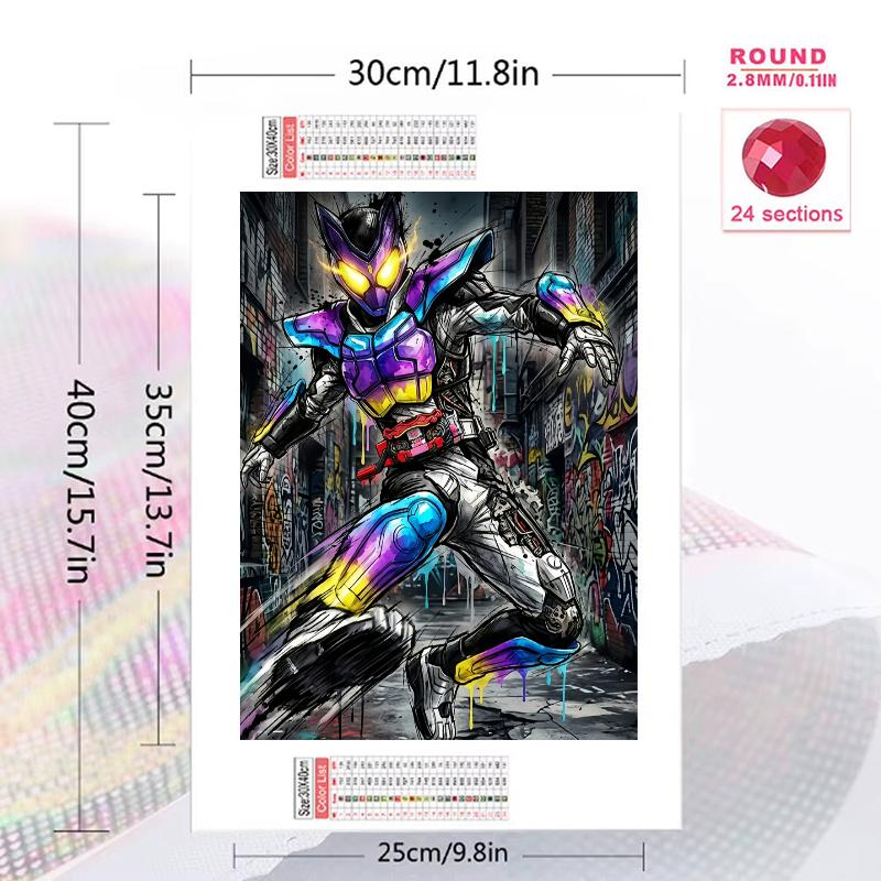 Kamen Rider simple outline silhouette Pattern 3pcs 100% Round Full Drill 5D DIY Diamond Painting Embroidery Cross Stitch Rhinestone Décor
