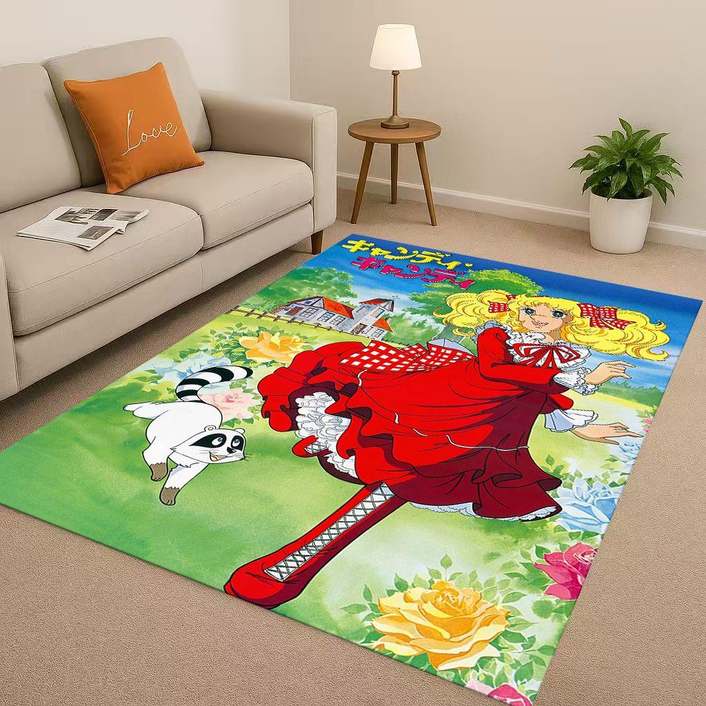 Cartoon Candy Candy Sweet Girl Anime Room Non Slip Area Rug Soft Carpet for Bedroom Playroom Sofa,Easy Clean Home Decor Doormat