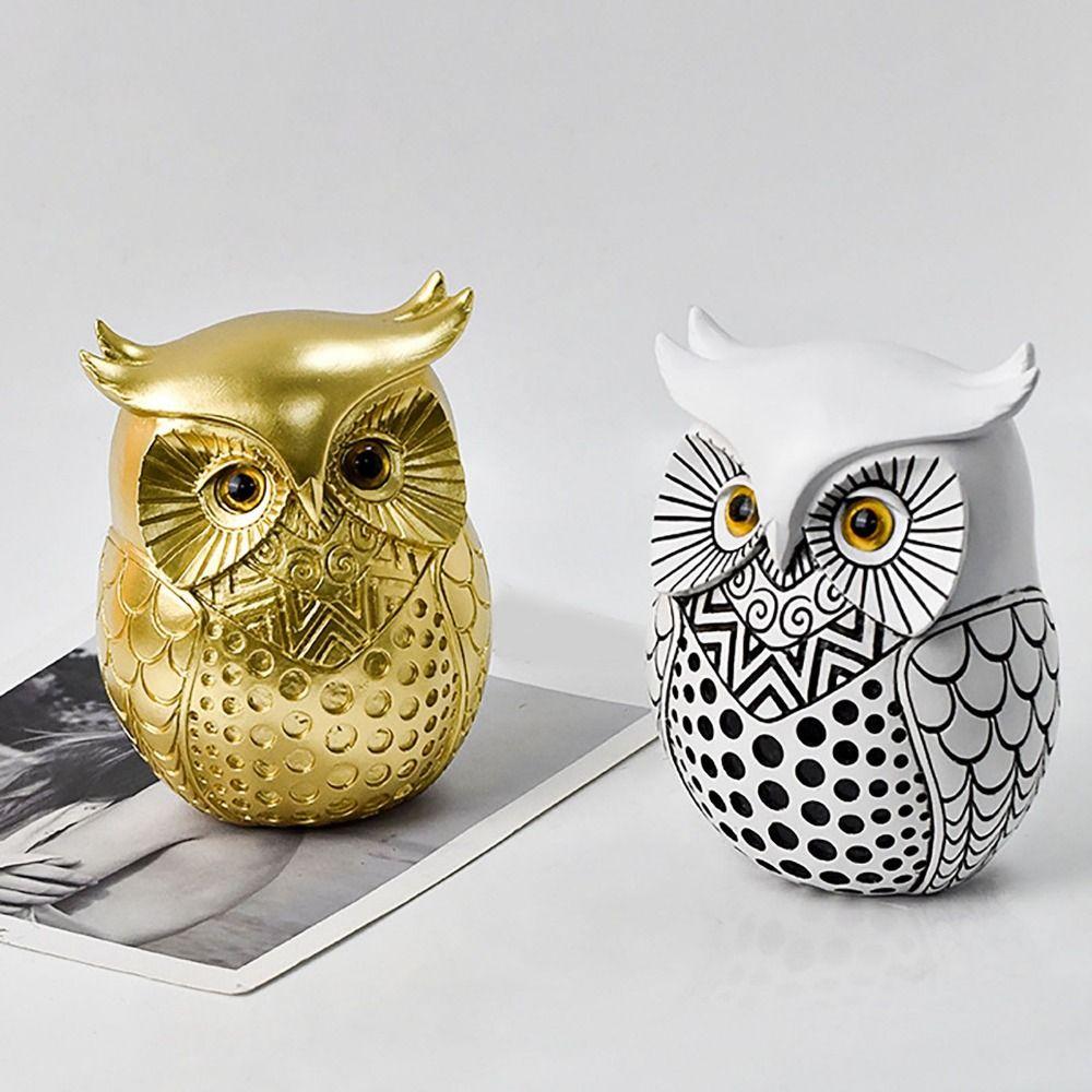 Handmade Owl Figurine Resin Craft Animal Sculpture Funny Owl Statue  Home Decor