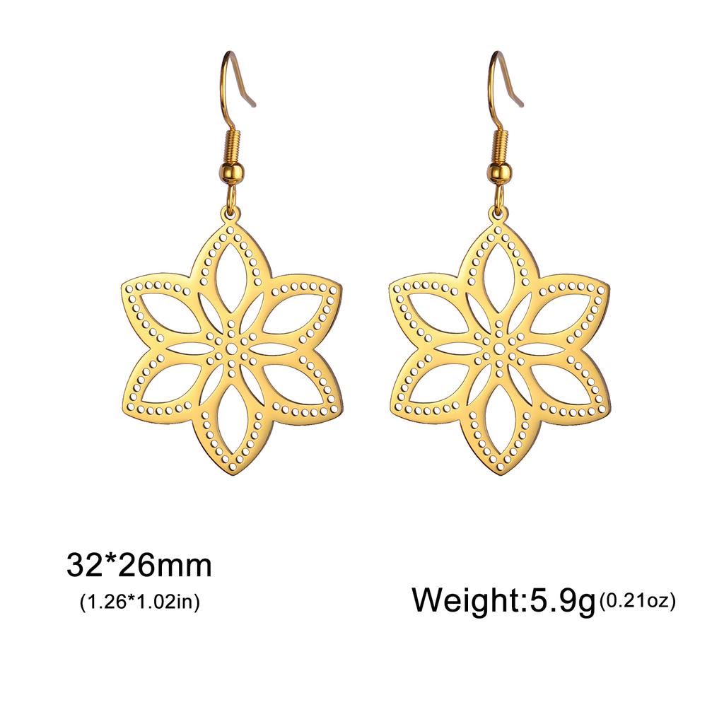 Bohemian Flower Filigree Drop Earrings Stainless Steel Waterproof Dangle Earring Women Ethnic Jewelry Valentine Gift