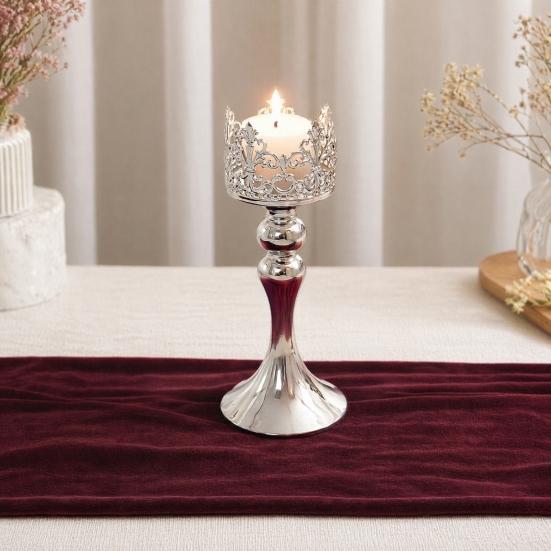 Huaqianguhh Candle Holder, European Style Crown Metal Candlestick, Decorative Holder for Dinner Room Table Centerpiece Mantel Wedding Party Decor