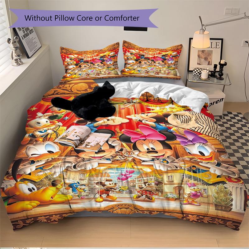 3pcs Acrobatics Mickey and Friends Printed Bedding Set, Soft and Comfortable Quilt Cover for Bedroom, Guest Room S001