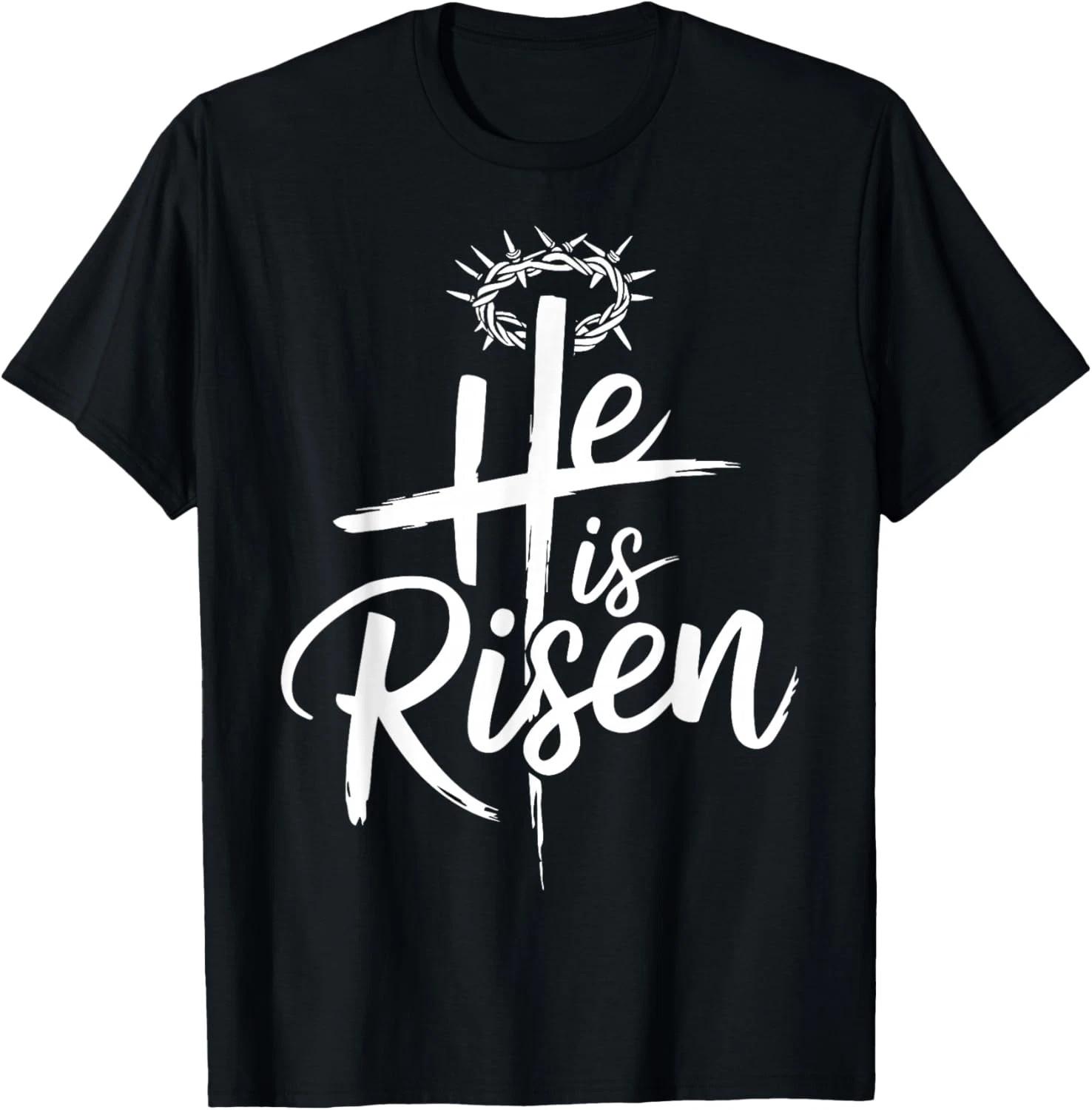 He is Risen Jesus Cross for Religious Christian Easter T Shirt M