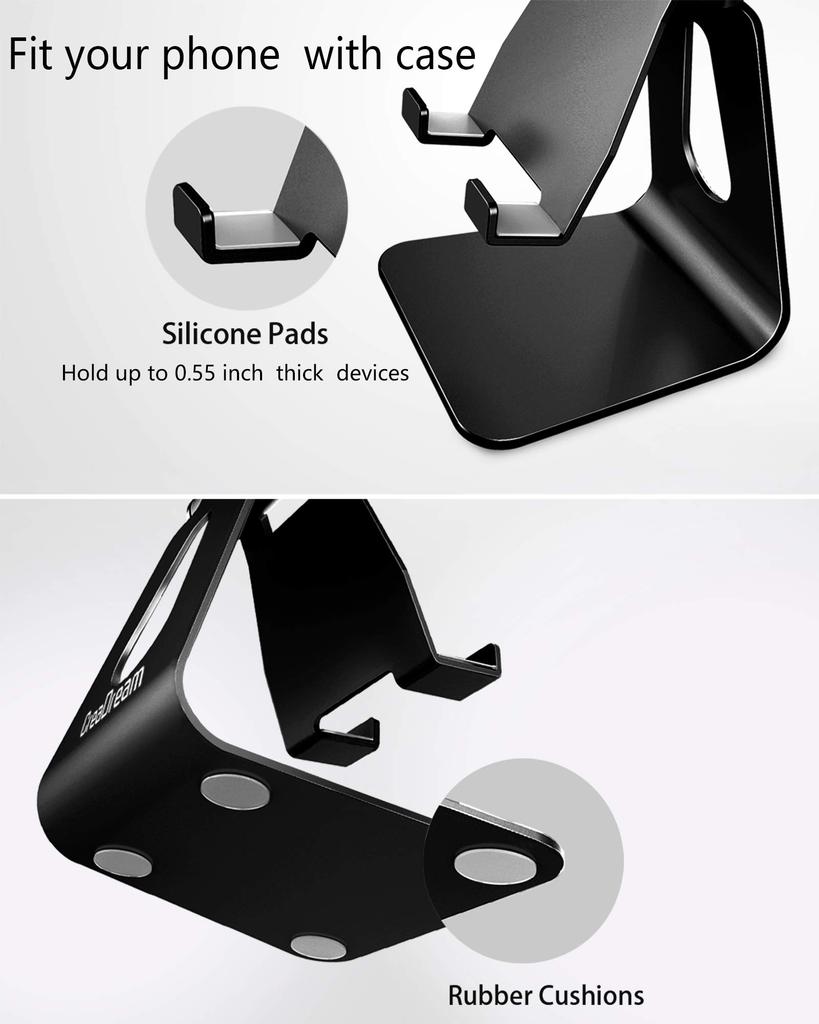 Adjustable Aluminum Cell Phone Stand, for iPhone XS Max/XR/8/7/6/6s Plus/SE, Compatible with All Phones & Charging