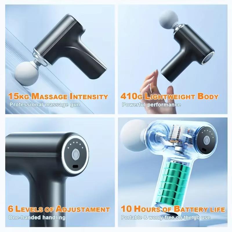 2026 New Portable Electric Fascia Massage Gun, 4 Replaceable Massage Heads, 6-Speed Mode Adjustment, Deep Tissue Impact Muscles, Reliev