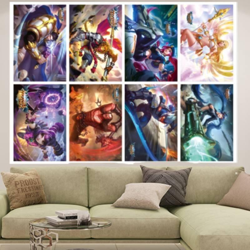 8pcs Legends Mobile Poster Copperplate Paper Home Collection Decoration Fans