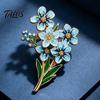 Literary Style Jewelry Forget Me Not Flower Brooch, Alloy Blue Floral Lapel Pin, Memorial Enamel Elegant Suit Accessory Brooch Pin for Coat,